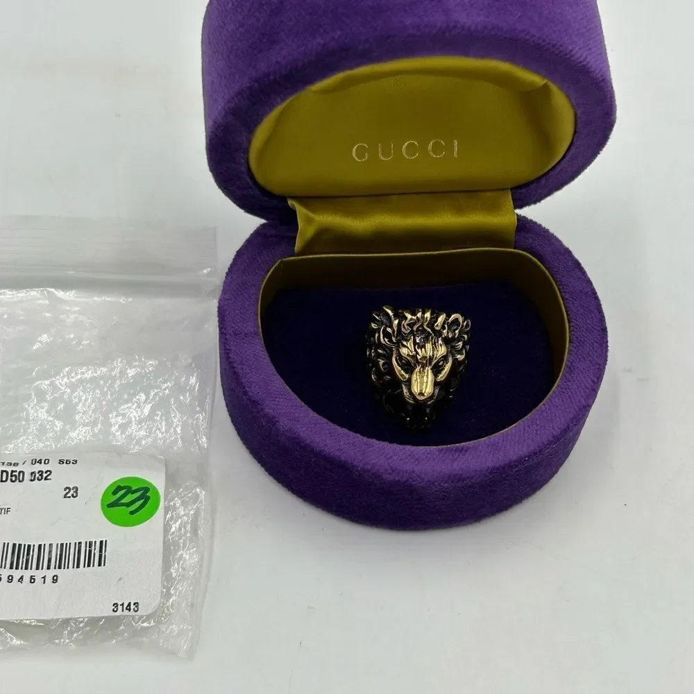 Men’s Gucci iconic Lionhead ring size 10 made in Italy